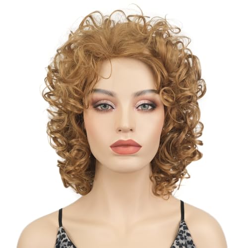 Lydell Short Soft Super Curly Layered Natural Movement Synthetic Wigs 19 Light Strawberry Blonde