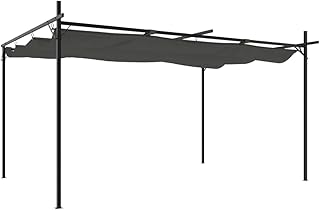 vidaXL Pergola, Pavillon mit Schiebedach, UV-beständig Überdachung Vordach für Garten Terrasse, Gartenpavillon Sonnnenschutz, Anthrazit 395x292x230 cm