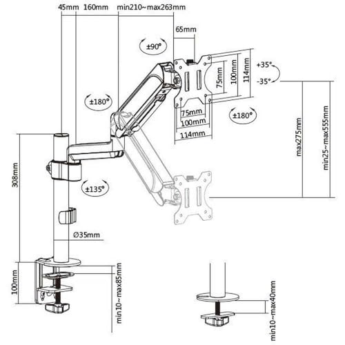 Equip Staffa Monitor Scrivania 17-32 Pollici Con Molla A Gas - 7