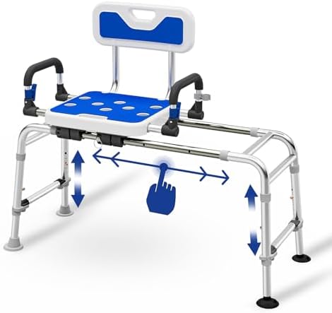 Sliding Shower Chair for Indoor Shower & Bathtub, Bath Seat for E...