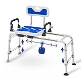 Sliding Shower Chair for Inside Shower & Bathtub, 500lb Heavy Duty Adjustable Height Transfer Bench, Shower Bench Seat for Elderly Disabled & Seniors, Tub Transfer Bench with Quick-Dry Seat