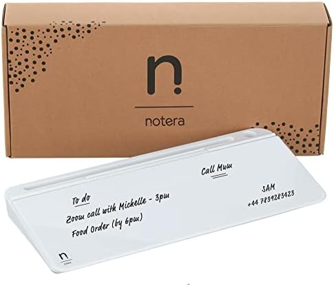 Notera Wedge Small Desktop Glass Whiteboard - Great Desk Organizer and Desk Accessory for Home Or Office - Never Need Sticky Notes Or Note Pads Again (Medium (45cm), Brilliant White)