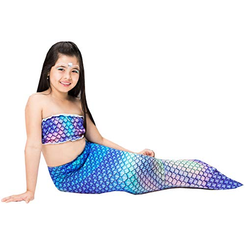 Fantasia de Sereia Infantil Ariel 2 a 10 Anos C/Cauda Azul (M 3-5)