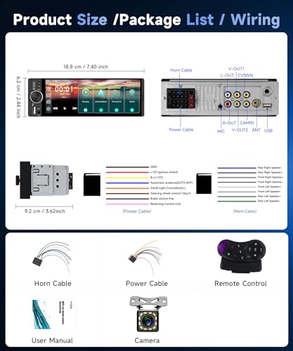Radio para Auto Single Din con Pantalla Táctil 6.28" miniatura 6