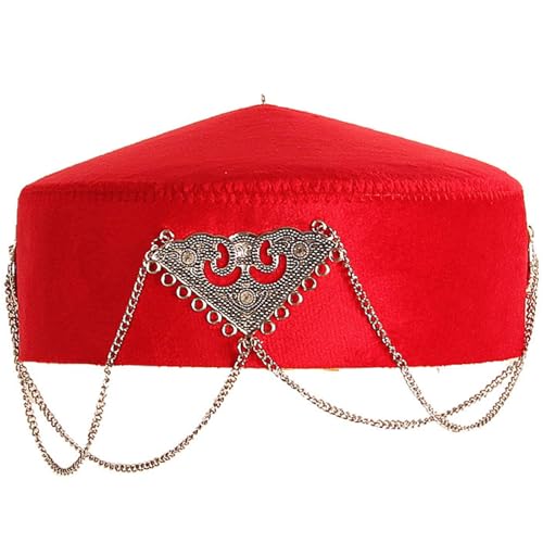 LfrXtra Sombrero, sombrero tradicional kazajo con elegantes flecos para eventos culturales y uso diario, poliéster transpirable étnico, BIGRD, 4