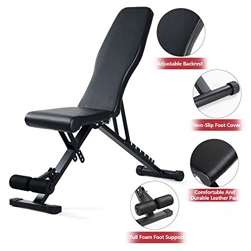 Weight Bench Adjustable ,90 to180 Degree Utility Workout Benchs Incline/Decline,Home Training Sit up Gym Bench black