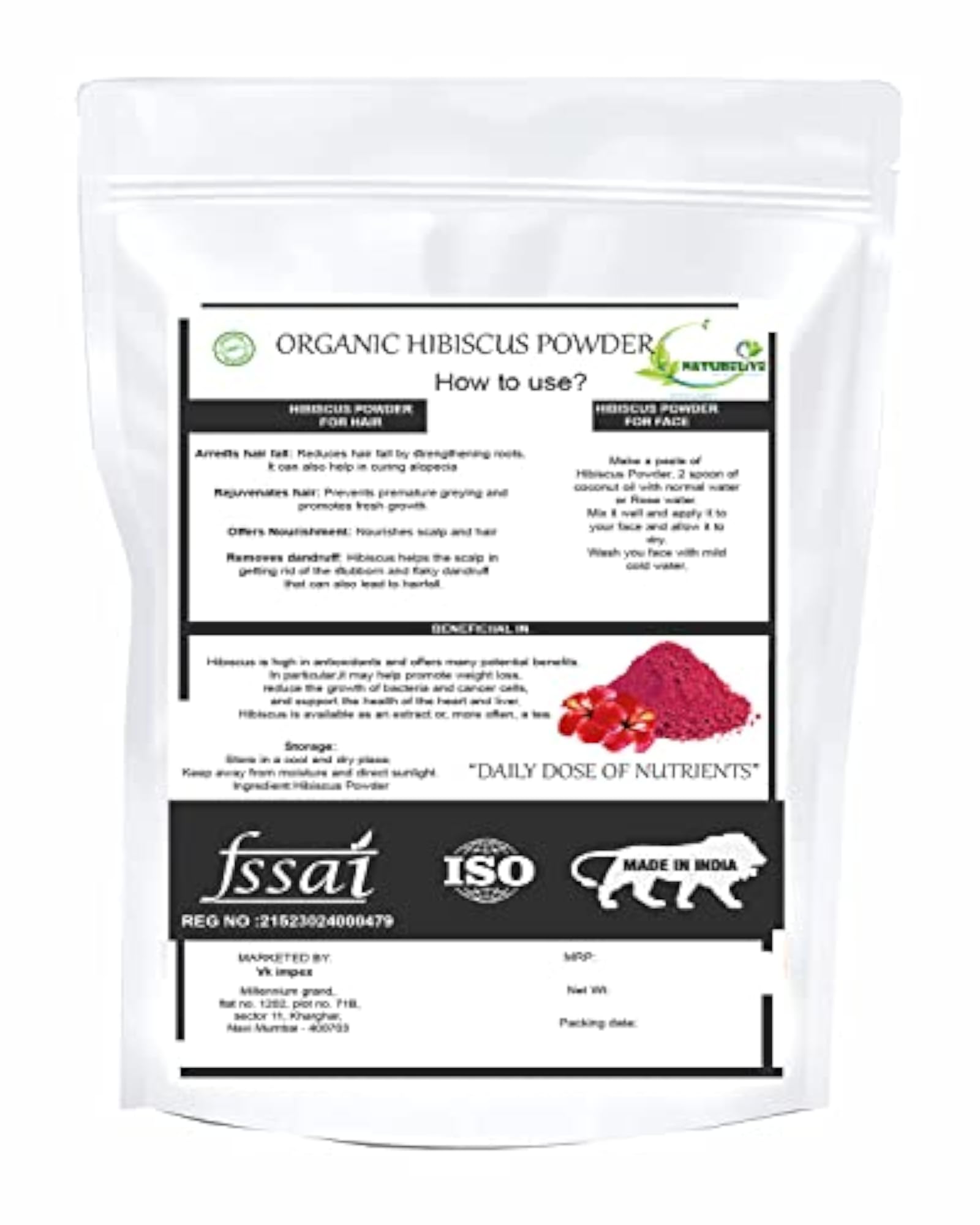 Hibiscus Powder for Face & Hair - 200g