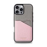 COGURE コグレ iPhone16ProMax ケース 本革 シュリンクカーフレザー カード入れ シンプル おしゃれ ギフトボックス付き COPC2 グレージュ+ピンク