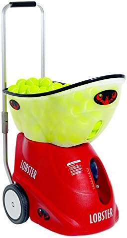 Lobster Sports – Elite Grand Four – Battery-Powered Tennis Ball Machine – Grinder Drill – Six Pre-Loaded Drills – Fully Random Oscillation – 2-Line Feature – Translucent Hopper – 150-Ball Capacity
