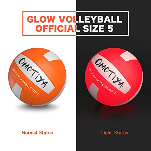 OMOTIYA Glow in The Dark Volleyball, LED Light Up Volleyball, Outdoor