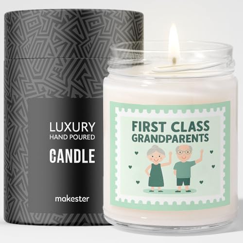 Grandparents Gifts - Luxury Soy Wax Candle - Vanilla Jasmine Sugared Almond - Makester