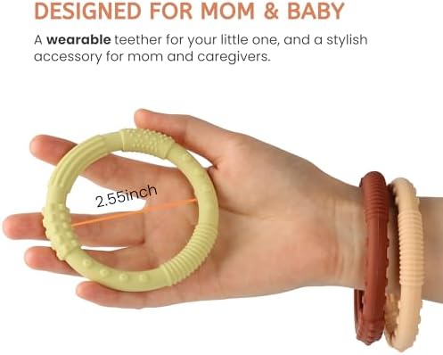 Silicone Teether Ring Toys, Soft & Textured Silicone Teether Rings for 3+ Month Babies, Baby Teething Bracelets Relief Soothing Sore Gums — 사진 3