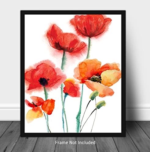 Westbrook Design Studio Red Abstract Poppy Flowers No.14 Wall Art Prints - Set Of 2-11X14 Unframed Watercolor Aesthetic Floral Decor In Colorful Shades Of Red & Orange On White. #TOP3