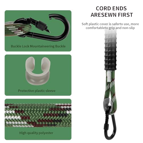 Heavy Duty Tree Swing Ropes Hammock, Adjustable Extendable Hanging Straps, Carabiners for All Swings Hammock Playground Set Accessories 3.91ft(47") of 2, Green by GW Gwongvvei - Image 4