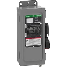 Square D by Schneider Electric VH361AWKGL VisiPact Heavy Duty Safety Switch with Viewing Window and Red On and Black Off Indicators, Fusible 3 Pole, 30A, 600VAC/600VDC, Type 12