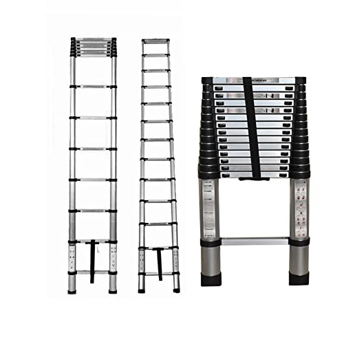 Tinvhy Telescopic Ladder, 14.5Ft Aluminum Collapsible Retractable Ladder, Portable Extension Ladder For Household Or Outdoor Work, 330Lbs Capacity #TOP2