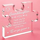 Funnli Granddaughter Gifts from Grandma Acrylic Puzzle Plaque - Birthday Gifts for Granddaughter 3.35 x 2.76 Inch Desk Decorations - Mothers Day Anniversary Wedding Card Gifts for Granddaughter