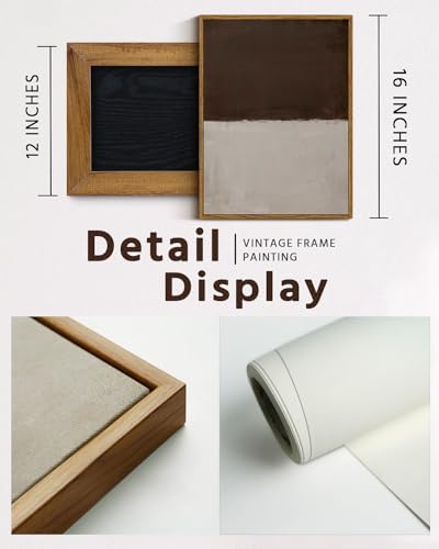 VIYYIEA Modern Abstract Framed Wall Art, Brown Grey Wall Art Bedroom Neutral Decor, Canvas Print Color Pictures, Living Room Vintage Decor, 12x16 inch - 4