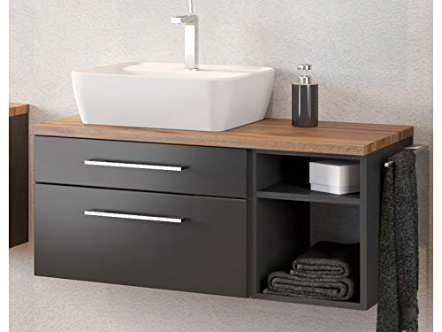Waschtisch Handwaschplatz Badschrank Waschplatz Schrank Badmöbel Davos III Graphit/Grau-Matt