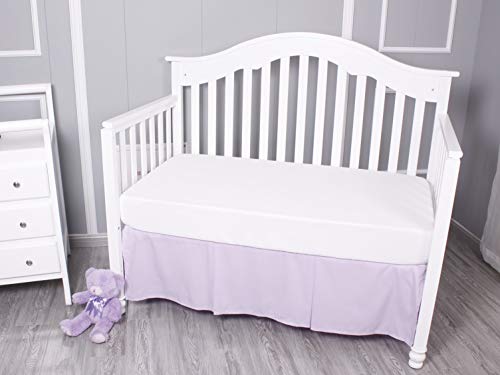 Belsden Crib Skirt With Durable Woven Platform, Both Long Sides Pleated, Split Corners Dust Ruffle For Easy Placement Inside Of Standard Crib Bed, 14 Inches (36Cm) Length Drop, Light Purple Color #TOP1