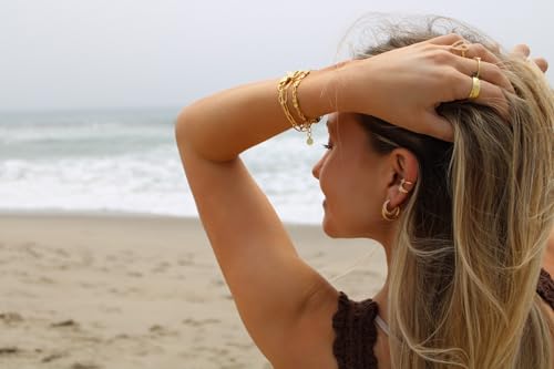 18K Gold Plated Nail Bracelet, Stainless Steel, Adjustable Style, 7.5 inches3