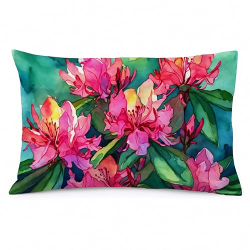 Caroline's Treasures DAC1716PILLOWCASE West Virginia Rhododendrons in Watercolor Fabric Standard Pillowcase Lightweight Super Soft Easy Care Decorative Artwork Pillowcase, Standard