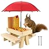 WEBEEDY Eekhoorn Feeder, Eekhoorn Picknick Tafel Feeder met Paraplu voor Buiten Houden Noten, Fruit, Bessen en Zaden