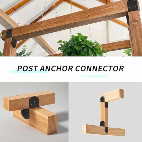 4 Pcs 6"x 6" Deck Post Caps Tie Brackets ,Ineer Size(5.6"x 5.6") 14 Gauge Post Base Steel Post Anchor Connector Support Fence Post Brackets for Posts to Wood by CDFYJHFDQ - Image 4