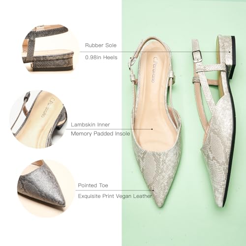Image of C.Paravano Slingback Flats | Pointed Toe Flats | Slingback Sandals | Women's Slingback Dress Shoes | Adjustable Buckle Sandals
