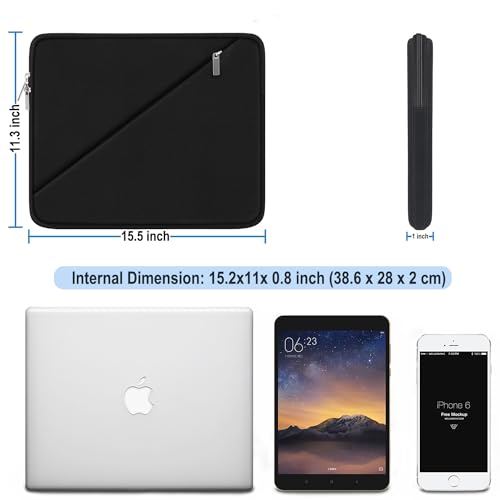 Laptop Sleeve Case 15.6 inch, Traveling Carrying Computer Sleeve Bag with Zippered Pocket, Shockproof Protective Laptop Cover Compatible for Apple Notebook, HP, Dell, Acer, Asus, Lenovo, Black by BOOEUDI - Image 4