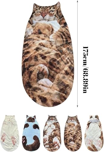 Saco de dormir con diseño de gato, saco de dormir suave y lavable para uso interior o camping miniatura 7