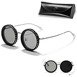 Occhiali da sole polarizzati con tinta regolabile, 2025 nuovo filtro ND 1-9 ingranaggi con tinta regolabile, occhiali da sole rotondi, occhiali da sole tinti, 138 * 59 * 152mm