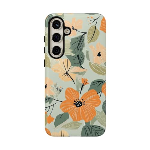 Coque Samsung S24 Plus rigide fleur orange protection portable