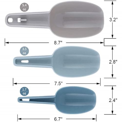 Image of 3 Pcs Nesting Multi-Purpose Plastic Shovel Scoop Set Measuring Scoops Kirana Shop, Grocery, Grains, Sugar, Atta, Rice, Masala, Atta, Rice, Masala, Powder etc (Multi Colour)