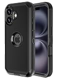 Jiunai for iPhone 16 Plus Case Heavy Duty Strong Shockproof Black