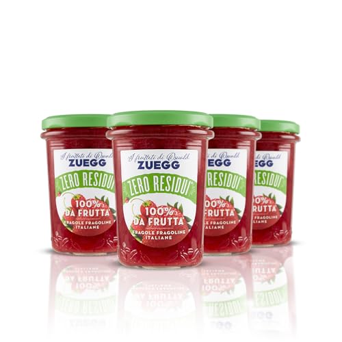 Zuegg, Composta di Fragole e Fragoline 100% da Frutta, con Zucchero d’Uva, Fragole Italiane, Zero Residui - Solo Ingredienti Derivati Dalla Frutta, Senza Glutine, Prodotto Vegano (4 x 230 grammi)