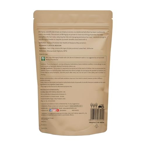 Image of Neuherbs Bhringraj Powder 100g | Ayurvedic Hair Mask for Hair Growth, Scalp Nourishment & Hair Care | 100% Pure & Natural Herbal Powder