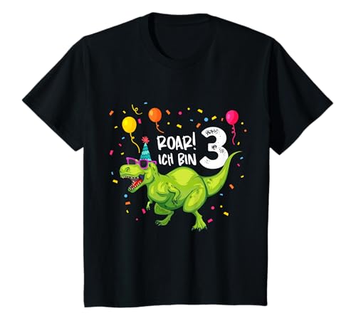 Geburtstagsshirt 3 Jahre Junge Dinosaurier Dino Ich bin 3 T-Shirt