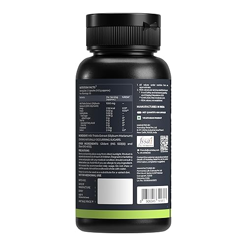 Nutrabay Wellness Milk Thistle Extract (80% Silymarin Marianum) - Improves Digestion, Liver Detox & Cleanse for Men & Women, Liver Support Supplement - 1000mg, 60 Veg Capsules - Image 3 thumbnail