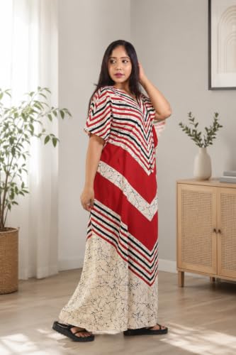 Image of Pure Cotton Indonesian Kaftan Nighty Full Length | Breathable material