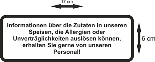 Allergie Hinweis 2x Aufkleber 17x6 cm Allergenkennzeichnung selbstklebend Cafe Resturant mit UV Schutz für Außenbereich Innenbereich - T-49 Mehrfarbig