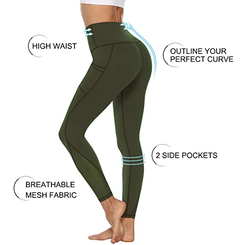 Afitne Yoga Pants For Women High Waisted Mesh Leggings Tummy Control Athletic Workout Leggings With Pockets Gym Running Leggings Green - Xs #TOP4