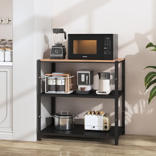 Txecpro Ilha de Cozinha Resistente, Mesa de Suporte para Micro-Ondas com 3 Níveis para Café e Sala d