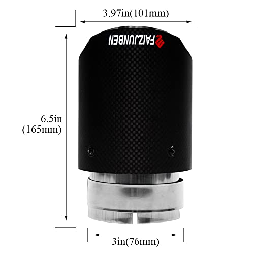 Faizjunben 3" Intake Matte Carbon Fiber And Stainless Steel Auto Tailpipe 4.0" Outlet Auto Carbon Fiber Exhaust Tip #TOP4
