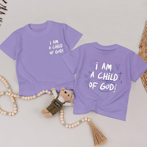 Image of KEEVICI Cute I Am A God of Child Shirt Girls Graphic Tees Christian T Shirts for Kids Jesus Religious Faith Cotton Summer Top