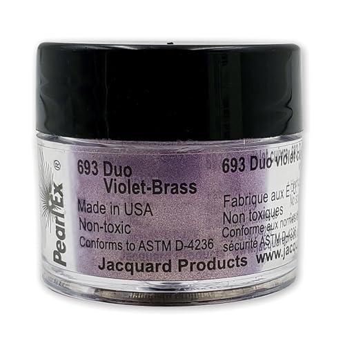 Jacquard Pearl Ex Pigment Powder 3 Grams Duo Violet/Brass - Loose Mica Powder for Epoxy Resin, Watercolors, Calligraphy Ink & Clay - Epoxy Pigment Powder - Epoxy Resin Color