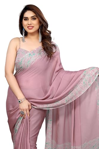 Image of MIRCHI FASHION Women Saree Abstract Print Chiffon | Breathable Lightweight Casual Sari for Regular Use and Office with Unstitched Blouse (Available in 25 Colors)