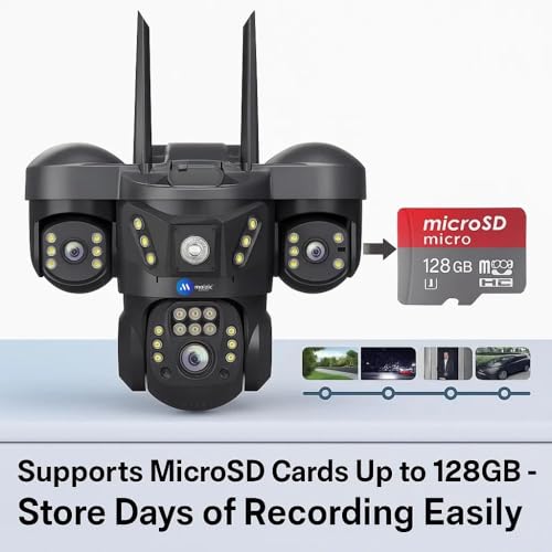 Image of Maizic Smarthome Trion X 5MP*3 4G SIM CCTV Camera for Home Outdoor | Triple Lens Camera Without WiFi | Color Night Vision, Pan Tilt, Motion Alerts | Outdoor Security Camera