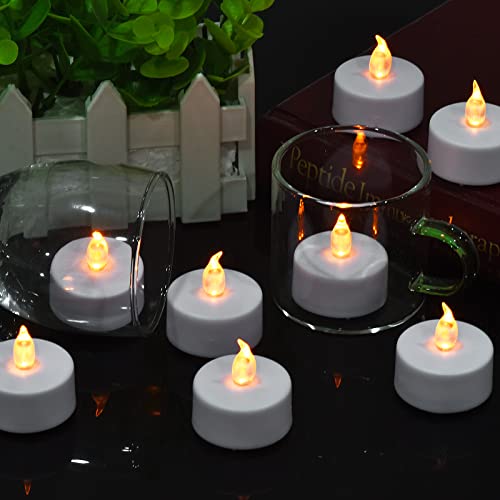 LED Tea Lights Candles- 12PACK Warm Yellow Flameless Candles Realistic and Bright Flickering Long Lasting 200Hours for Holiday Celebration,Party,Home Decoration,Battery Operated - Thumbnail 6