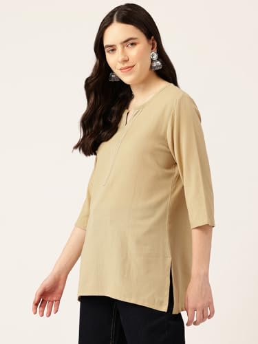 Image of Elegant Short Kurti for Women - 3 /4 Sleeves | Round Neck | (S to XXL)